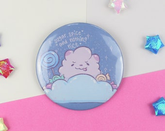 Cute Monster Button Cloud Illustration Badge Pin ~ Pastel Pink Blue Video Game Gamer Anime Cute Kawaii Bag Charm Funny Gift Meme Relatable