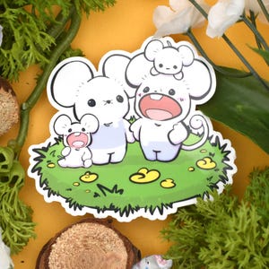 Screaming Mouse Family Glossy Stickers ~ Waterproof Vinyl Animal Monster Video Game Funny Cute Kawaii Journal Bujo Planner Scrapbook Penpal