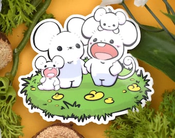 Skrikande musfamilj glansiga klistermärken ~ Vattentät vinyl djur monster videospel rolig söt kawaii dagbok bujo planerare scrapbook brevvän