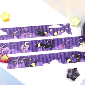 Lila Ästhetisches Tier Washi Dekoband ~ Videospiel Anime Niedlich Schreibwaren Journal Planer Bujo Scrapbooking Wolken Mond Lunar Sterne