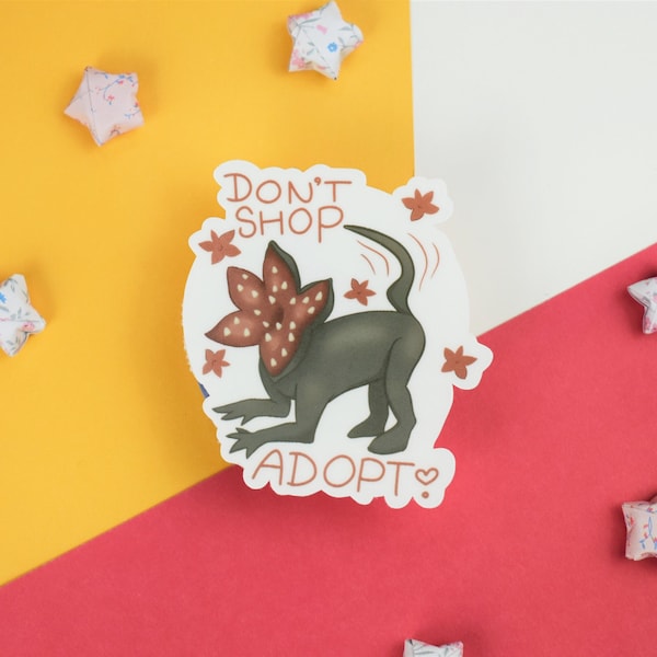 Demodog Waterproof Vinyl Sticker ~ Stranger Things Adopt Demogorgon Dog Cute Funny Monster Pet Nerd Geek Fandom Art