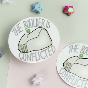 Boulder is Conflicted Vinyl Waterproof Sticker ~ ATLA Avatar Anime Funny Water Bottle Laptop Meme Cute Nerd Geek Fandom Fantasy