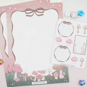 Mushroom Stationery Set: Autumn Letter Writing Kit with Stickers