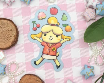Island Fruit Collector Dog Waterproof Vinyl Sticker ~ Gift Animal Cute Kawaii Art Cozy Game