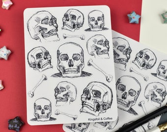 Spooky Horror Skulls Sticker Sheet ~ Gothic Moody Decoration Stickers Bullet Journal Journaling Pen Pal Stationery Planner Skeleton