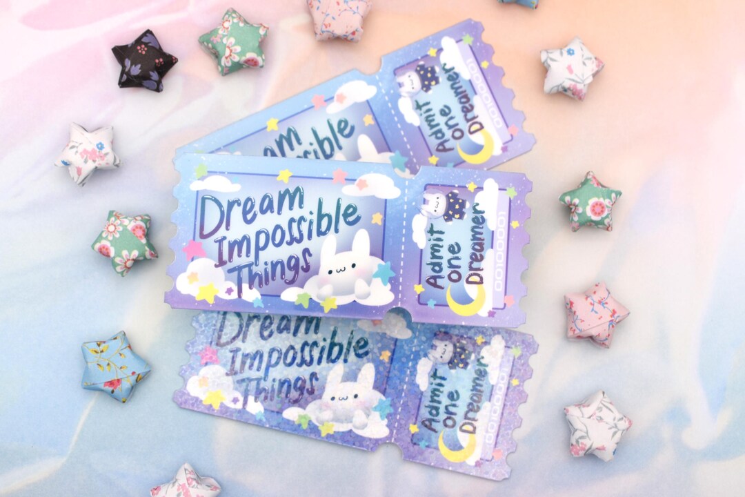 Dream Ticket Sticker Flake ~ Waterproof Vinyl Pastel Aesthetic Dreamy ...