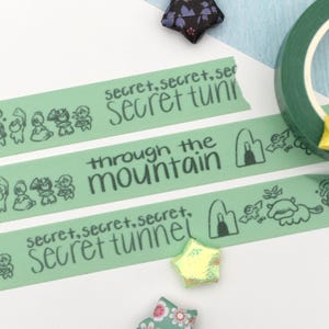 Secret Tunnel Aesthetic Washi Decorative Tape ~ ATLA Anime Avatar Funny Stationery Journal Planner Bujo Scrapbooking Green Fantasy