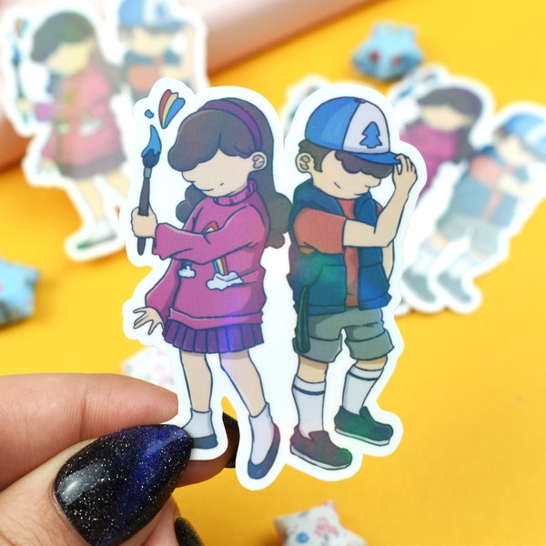 Mystery Twins Vinyl Waterproof Sticker ~ Gravity Falls Cartoon Anime Water Bottle Laptop Meme Cute Nerd Geek Fandom Fantasy SciFi Cryptid