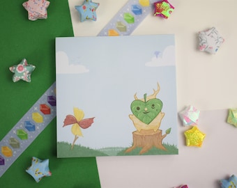 Leaf Boy Legendary Hero Notepad ~ 3 Inch Square 50 pages Memo Non-Sticky Green Blue Stationery School Journal Planner Gamer Geek Nerd Gift