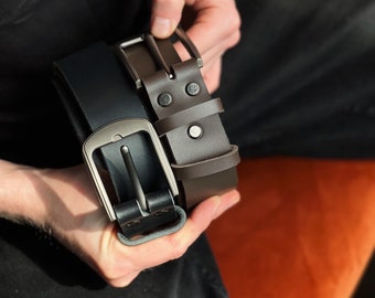 ceinture pour hommes en cuir noir, ceinture en cuir lisse pour hommes, cadeau pour votre homme bien-aimé, ceinture pour hommes personnalisée, cadeau de la Saint-Valentin, cadeau pour papa