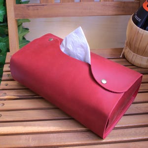 Leather Tissue Box Cover, Car Napkin Holder, Personalized Tissue Case, Handmade Crazy Horse Leather Decor, Luxury Office & Home Gift