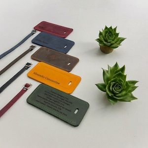 Etiqueta de equipaje de cuero personalizada para viajes con estilo - Etiqueta de tarjeta de dirección grabada para viajes únicos