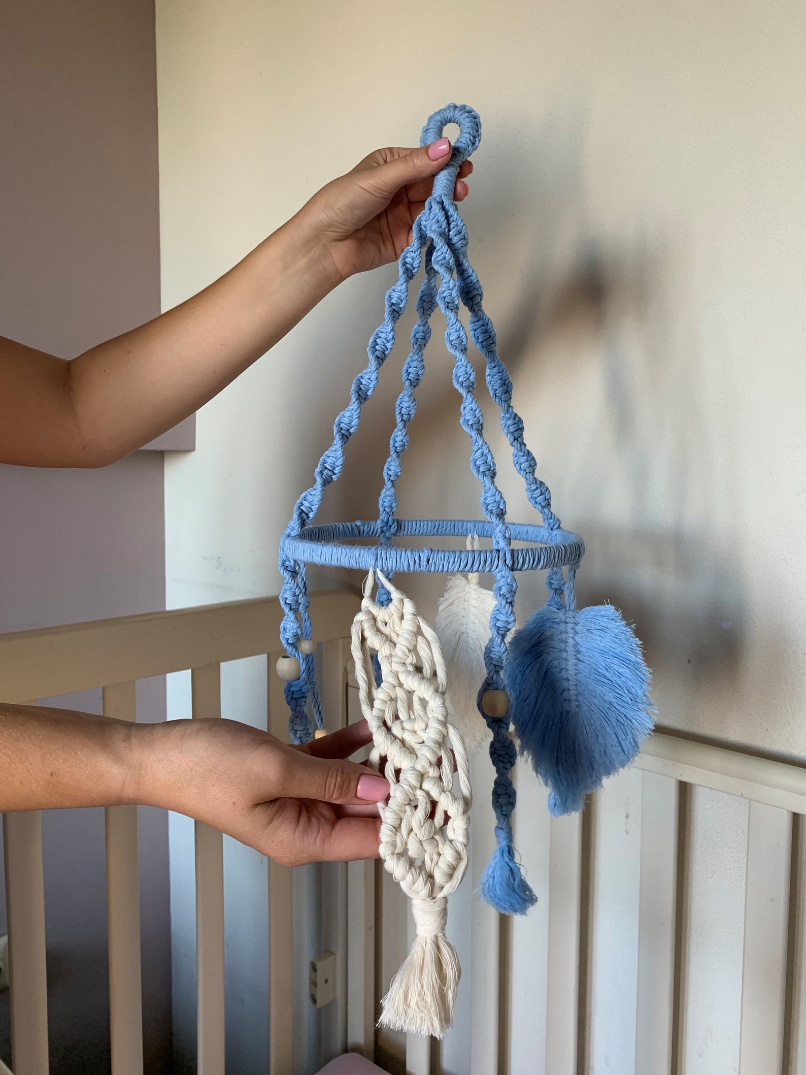 Macrame Baby Mobile Boho Nursery Decor Crib Mobile Mobile Etsy