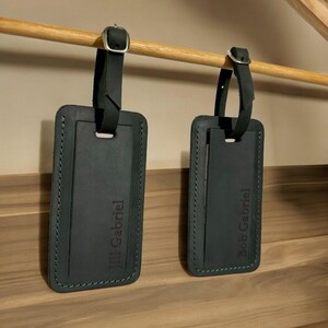 Leren bagagelabels set, gepersonaliseerde bagagelabels, 10 bagagelabels