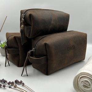 Trousse de toilette en cuir personnalisée pour papa - Idée cadeau pour la fête des pères, trousse de toilette de voyage pour homme - cadeau personnalisable pour la fête des pères, BEAUTY CASE