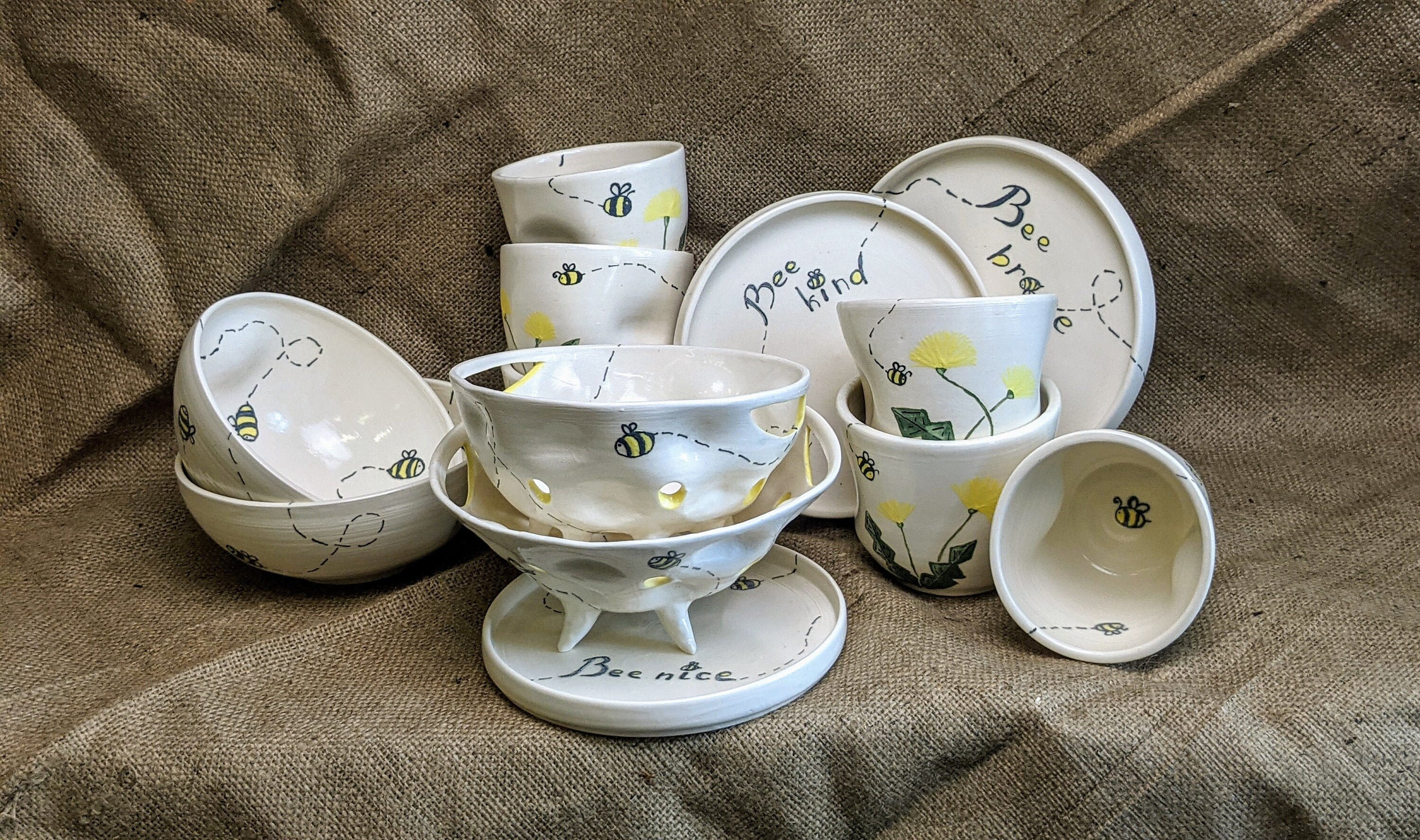 Handmade Porcelain Dinnerware Bee Set Hand Thrown Stoneware Etsy