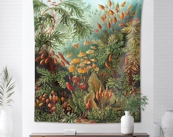Vintage Botanical Tapestry A Grove Of Mosses Muscinae Haeckel Wall Hanging Green Plants Painting Dorm Decor Forest Nature Bushes Trees Decor