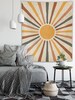 Vintage Sun Tapestry Retro Grunge 70s Minimal Geometric Abstract Art Print Boho Wall Hanging Bohemian Decor for Dorm Living Room Bedroom 