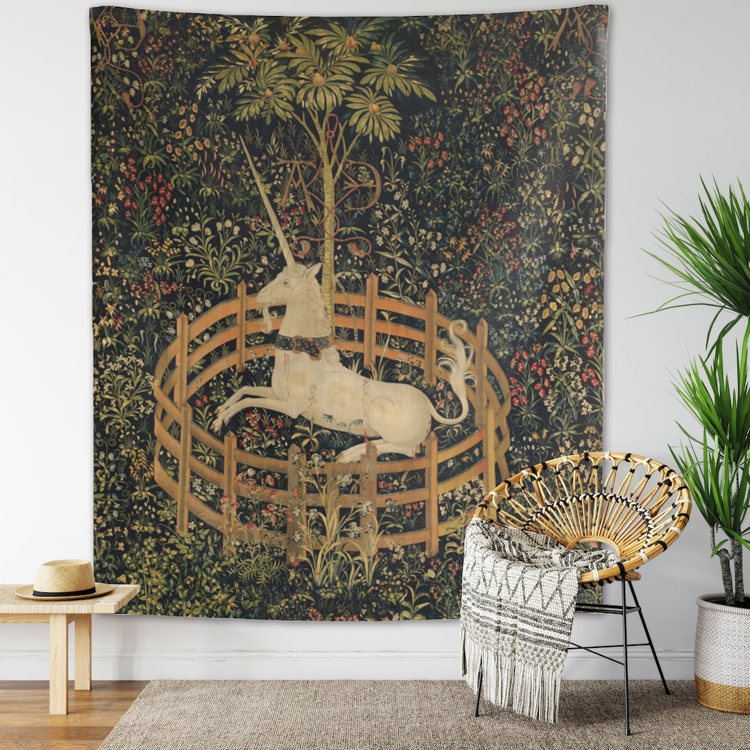 The unicorn in captivity tapestry new arrivals