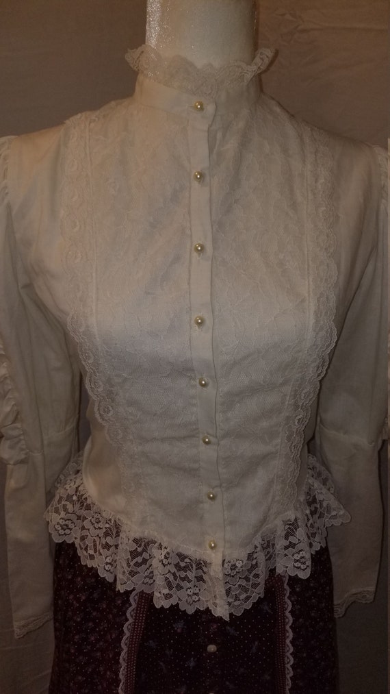 Vintage Victorian High-Neck Blouse Antique White C