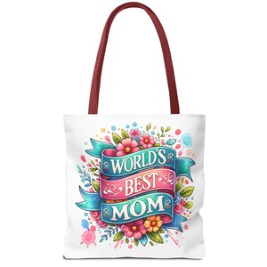 Tote for Mom, Happy Mothers Day Tote Bag, Gift for Mother, World&#39;s Best MOM, Gift for Grandma, Mothers Day Present, Birthday gift for Mum