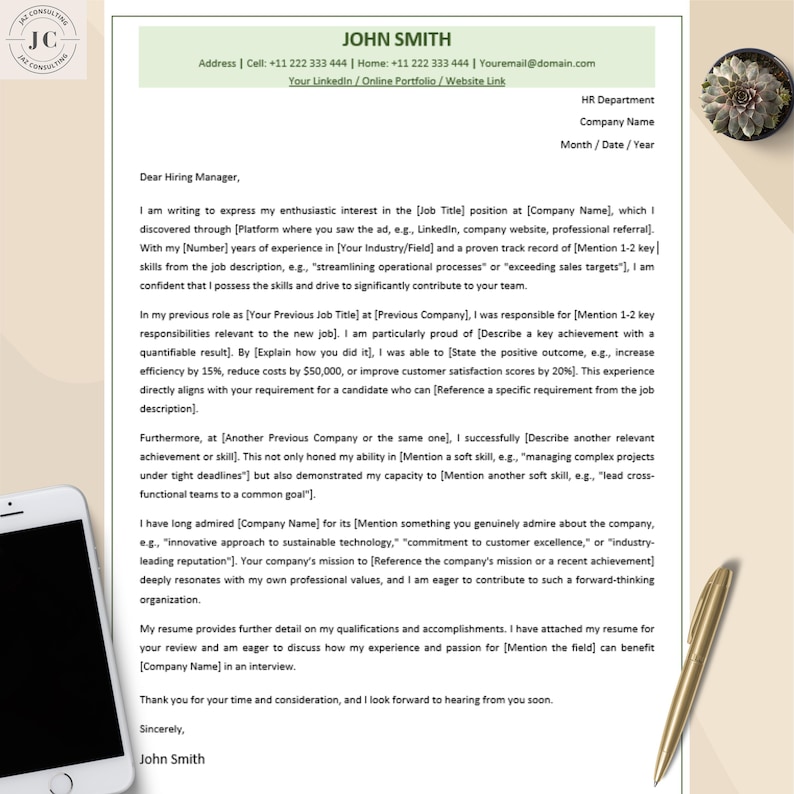 ATS Resume & Cover Letter Template: Editable Word/google Docs (digital ...