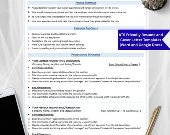 ATS Resume Template: Professional CV & Cover Letter (Editable Download for Word, Google Docs)