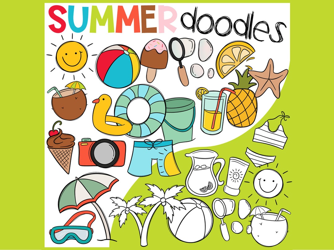 Summer Doodles Beach Doodles Clip Art - Etsy