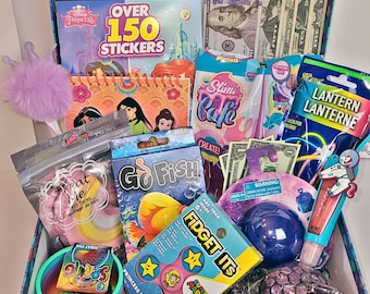 Little Girls Fun Activity Care Box - 9 or 15 Mystery Items - Elf Stuffer Birthday Gift Celebrate Graduation Gift Boredom Buster Easter Gift