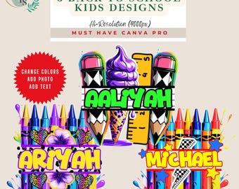 3 Back To School Crayon Templates | Kids Crayon Design Shirt | First Day of School Shirt | Custom School Shirt | Personalized Back To School