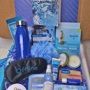 Blue Mystery Spa Box - Self Care Box Skin Care Beauty Box Pamper Spa Care Package Self Love Glow Up Gift Pamper Gift Box Mom gift set