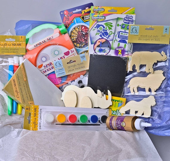 Kids Arts & Crafts Activity Mystery Box - 9 or 15 Items Birthday Gift Boredom Buster Get Well Gift Party Gifts Hobby Box Easter Gift