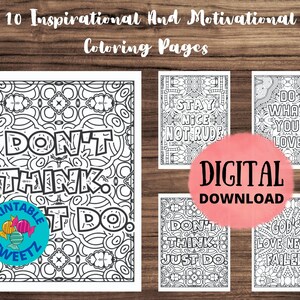set 3 inspirational quotes coloring pages motivational etsy