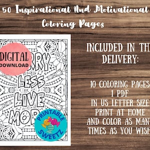 set 3 inspirational quotes coloring pages motivational etsy