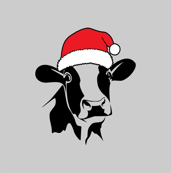 Christmas Cow SVG Christmas Cow With Hat Svg Christmas Cow | Etsy