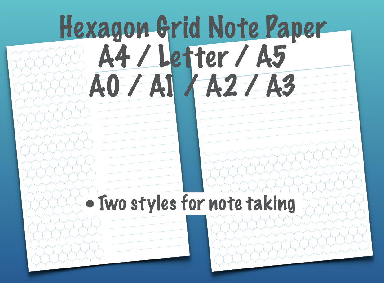 Hexagon Grid and Note Paper Printable Completed Packs A4/US | Etsy