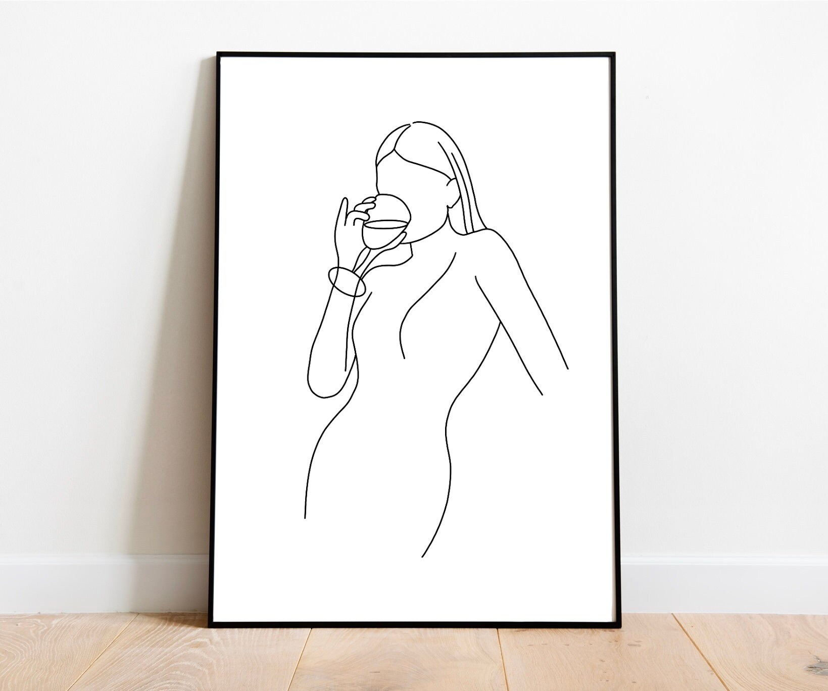 Women and Wine Line Drawing Collage Kit Wall Set, Minimalist Wall Art ...