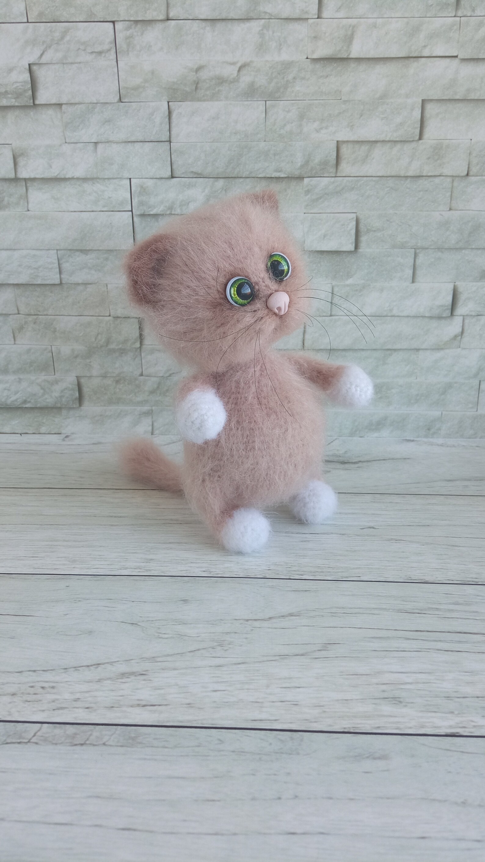 Cute knit kitten Stuffed fluffy cat Cuddly kitten toy | Etsy