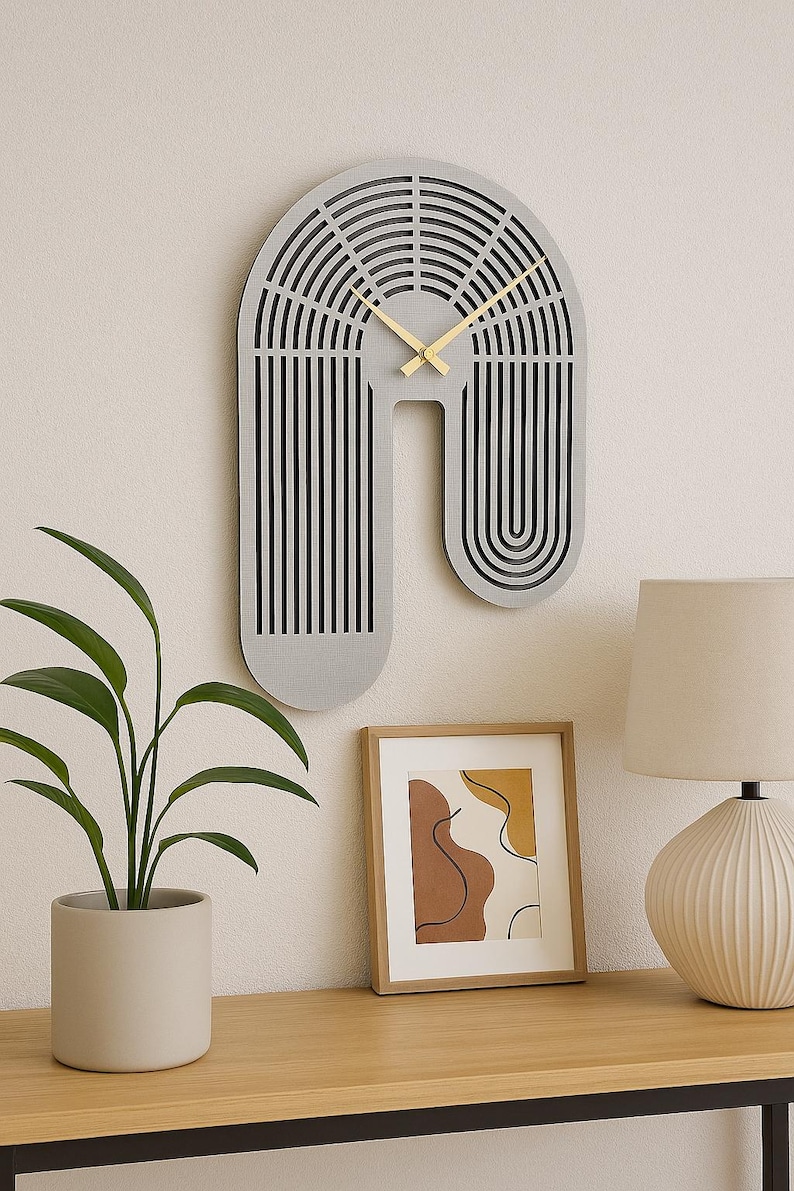 Modern Geometric Wall Clock With Gold Hands, Minimalist Art Clock ...