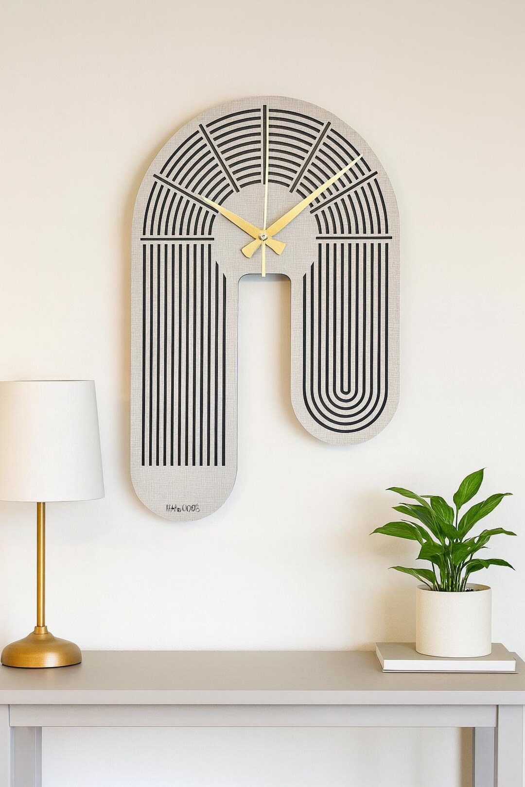 Modern Geometric Wall Clock With Gold Hands, Minimalist Art Clock ...