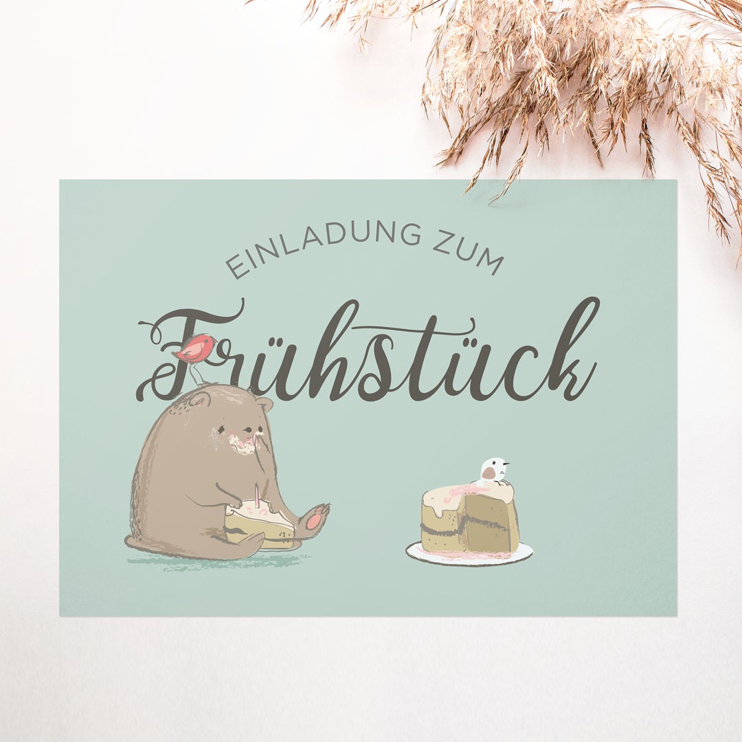 Postkarte Einladung zum Frühstück, Gutscheinkarte als Geschenk