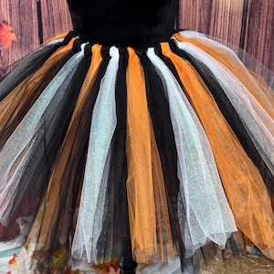 Adult sparkling white accent multi colored tutu pumpkin patch tutu skirt