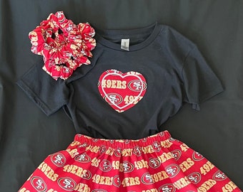 San Francisco 49ers children 3 pieces set  with matching headband or two XL matching Scrunchies
