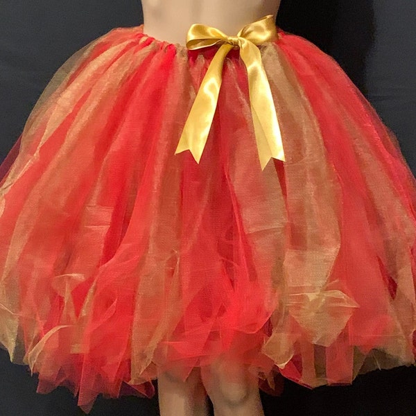 Red with shimmering gold accent Adult Extra Full Above the Knee Red and Gold Multi-Layered Tutu  plus sizes 50th birthday mothers Day tutu