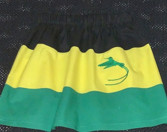 Dr Bird delight embroidered Jamaican colors theme skirt