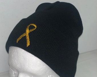 Childhood cancer awareness unisex beanie hat