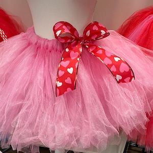 Valentine’s Days adult pink color tutus with heart design bow