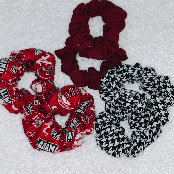 Alabama Crimson Tide super large, fluffy  and puffy  hair ties/ hair scrunchy