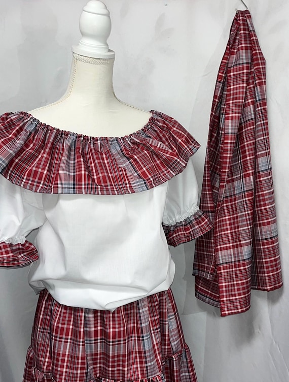 Jamaican Bandana Plaid Outfit: Teen & Adult 3-Piece Set