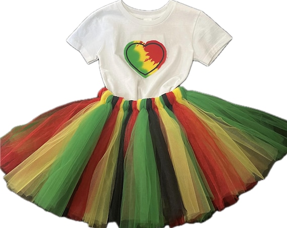 Women and teen Rasta colors  two piece reggae dance outfit